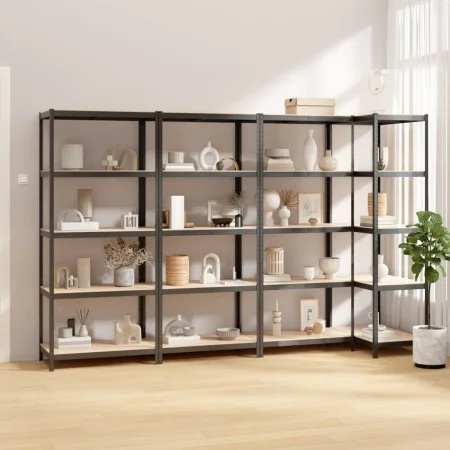 Shelving 5 levels 4 units anthracite gray steel and plywood by vidaXL, Industrial shelving - Ref: Foro24-3154160, Price: 169,...