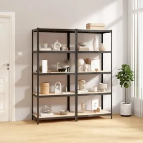 Shelving 5 levels 2 units anthracite gray steel and plywood by vidaXL, Industrial shelving - Ref: Foro24-3154159, Price: 117,...