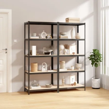 Shelving 5 levels 2 units anthracite gray steel and plywood by vidaXL, Industrial shelving - Ref: Foro24-3154159, Price: 117,...