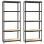 Shelving 5 levels 2 units anthracite gray steel and plywood by vidaXL, Industrial shelving - Ref: Foro24-3154159, Price: 117,...