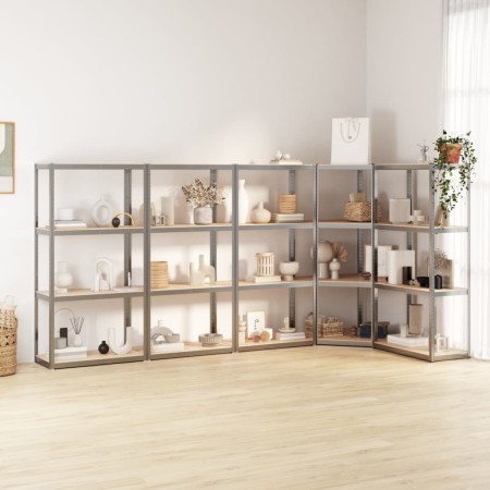 Shelving 4 levels 5 units steel plywood silver by vidaXL, Industrial shelving - Ref: Foro24-3154146, Price: 207,42 €, Discoun...