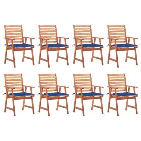 Sillas comedor de jardín y cojines 8 uds madera maciza acacia