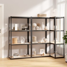 Shelving 4 levels 3 units steel and anthracite gray plywood by vidaXL, Industrial shelving - Ref: Foro24-3154141, Price: 118,...