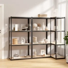 Shelving 4 levels 3 units steel and anthracite gray plywood by vidaXL, Industrial shelving - Ref: Foro24-3154141, Price: 118,...
