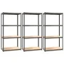 Shelving 4 levels 3 units steel and anthracite gray plywood by vidaXL, Industrial shelving - Ref: Foro24-3154141, Price: 118,...