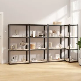 4-level shelving unit, 4 units, steel and anthracite gray plywood by vidaXL, Industrial shelving - Ref: Foro24-3154142, Price...