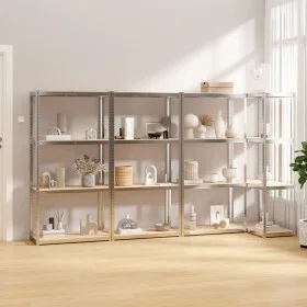 Shelving 4 levels 4 units steel plywood silver by vidaXL, Industrial shelving - Ref: Foro24-3154138, Price: 156,20 €, Discoun...
