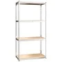 Estantería 4 niveles 4 uds acero madera contrachapada plateado de vidaXL, Estanterías industriales - Ref: Foro24-3154138, Pre...