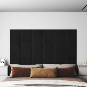 Paneles de pared 12 uds terciopelo negro 30x30 cm 