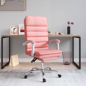 Silla de oficina reclinable masaje cuero sintético rosa
