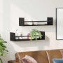 Estante de pared con estante 2 pcs Roble negro 60 x 16 x 14 cm