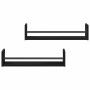 Estante de pared con estante 2 pcs Roble negro 60 x 16 x 14 cm