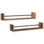 Estante de pared con estante 2 pcs Madera vieja 80 x 16 x 14 cm