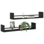 Estante de pared con estante 2 pcs Roble negro 80 x 16 x 14 cm