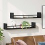 Estante de pared con estante 2 pcs Roble negro 80 x 16 x 14 cm