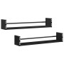 Estante de pared con estante 2 pcs Roble negro 80 x 16 x 14 cm