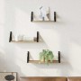 Conjunto de estantes de pared con estante 3 pcs Roble artisan