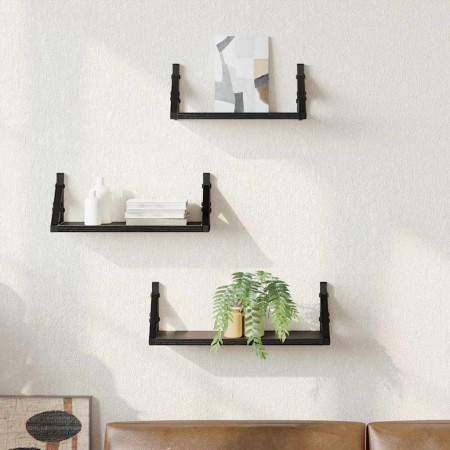 Conjunto de estantes de pared 3 pcs Roble negro 37 x 12 x 13 cm