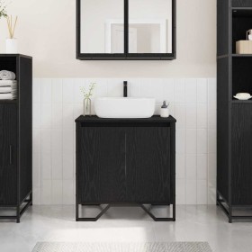 Gabinete de Lavabo con puerta Roble Negro 60 x 35 x 60 cm