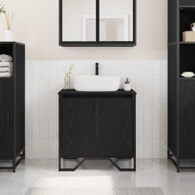 Gabinete de Lavabo con puerta Roble Negro 60 x 35 x 60 cm