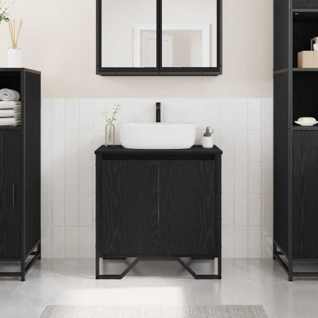 Gabinete de Lavabo con puerta Roble Negro 60 x 35 x 60 cm