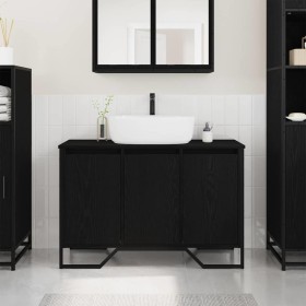 Gabinete de Lavabo Otro con puerta Roble Negro 91 x 35 x 60 cm