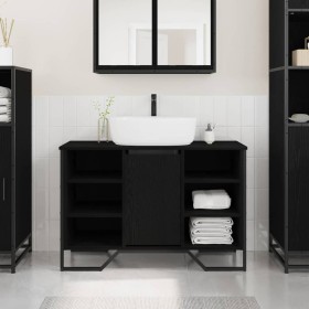 Armario para Lavabo con puerta Roble Negro 91 x 35 x 60 cm