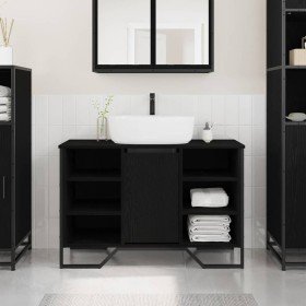 Armario para Lavabo con puerta Roble Negro 91 x 35 x 60 cm