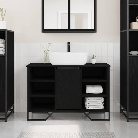 Armario para Lavabo con puerta Roble Negro 91 x 35 x 60 cm