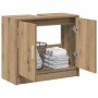 Armario de Lavabo con puerta Roble artesanal 63 x 29 x 55 cm