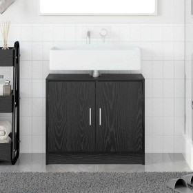 Armario de Lavabo con puerta Roble Negro 63 x 29 x 55 cm