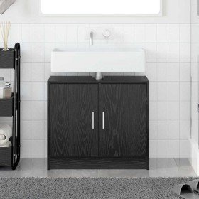 Armario de Lavabo con puerta Roble Negro 63 x 29 x 55 cm