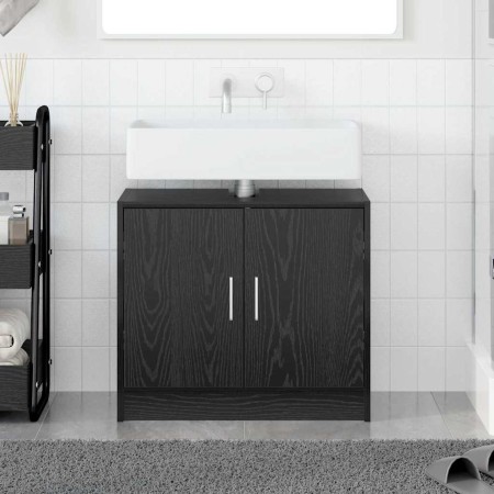 Armario de Lavabo con puerta Roble Negro 63 x 29 x 55 cm