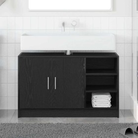 Armario de Lavabo con puerta Roble Negro 90 x 29 x 55 cm