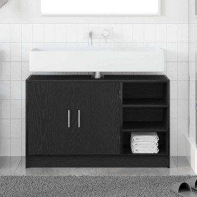 Armario de Lavabo con puerta Roble Negro 90 x 29 x 55 cm