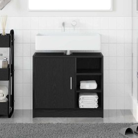 Armario de Lavabo con puerta Roble Negro 63 x 29 x 55 cm