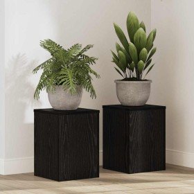 Soporte de plantas 2 pcs Roble negro 25 x 25 x 35 cm