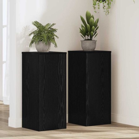 Soporte de plantas 2 pcs Roble negro 30 x 30 x 70 cm