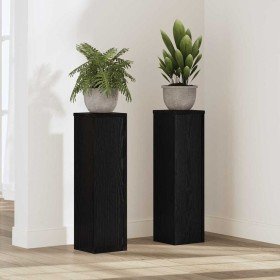 Soporte de plantas 2 pcs Roble negro 17 x 17 x 60 cm