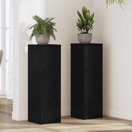 Soporte de plantas 2 pcs Roble negro 25 x 25 x 80 cm