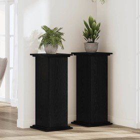 Soporte de plantas Roble negro 33 x 33 x 80 cm