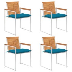 Sillas de jardín y cojines 4 unidades madera maciza de acacia