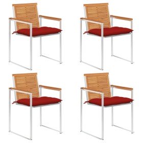 Sillas de jardín y cojines 4 unidades madera maciza de acacia