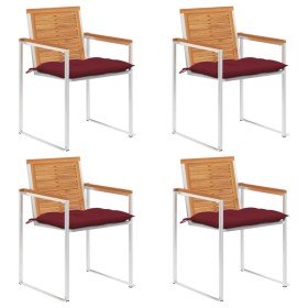 Sillas de jardín y cojines 4 unidades madera maciza de acacia