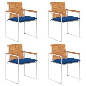 Sillas de jardín y cojines 4 unidades madera maciza de acacia