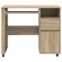 Escritorio con Ruedas con cajón Roble Sonoma 91 x 50 x 77 cm