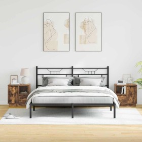 Armario de Noche con 2 pcs Roble ahumado 50 x 34.5 x 50 cm.