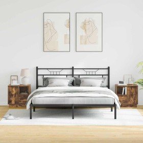 Armario de Noche con 2 pcs Roble ahumado 50 x 34.5 x 50 cm.