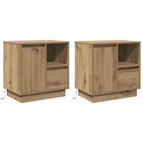 Armario de Noche con 2 pcs Roble artisan 50 x 34.5 x 50 cm. en Mesitas de noche | Comprar online en Foro24