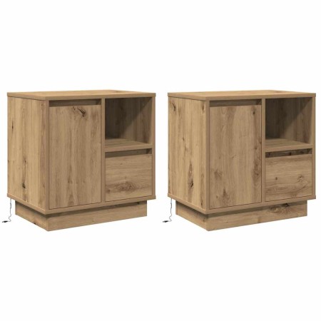 Armario de Noche con 2 pcs Roble artisan 50 x 34.5 x 50 cm.